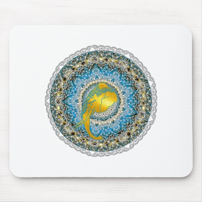 Henna Elephant Mandala Ganesha Mindfulness Geschen Mousepad (Vorne)