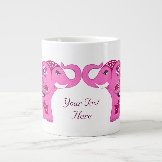 Henna Elephant (rosa/Lila) Jumbo-Tasse (Vorderseite)