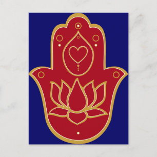 Henna Hamsa Lotus Postkarte