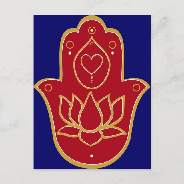 Henna Hamsa Lotus Postkarte (Vorderseite)