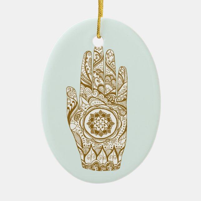Henna Hand Lotus Keramikornament (Vorne)