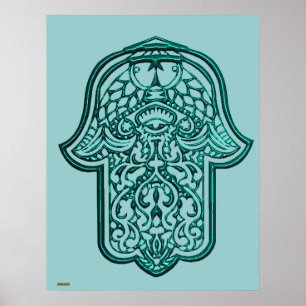 Henna Hand of Hamsa (Aquamarin) Poster