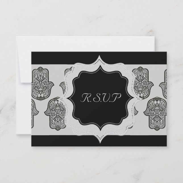 Henna Hand of Hamsa (Hochzeit) RSVP Karte (Vorderseite)