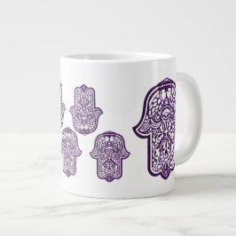 Henna Hand of Hamsa (Lila) Jumbo-Tasse