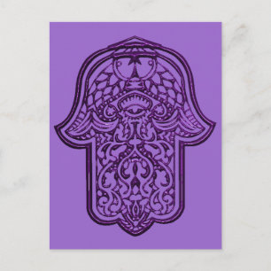 Henna Hand of Hamsa (Lila) Postkarte