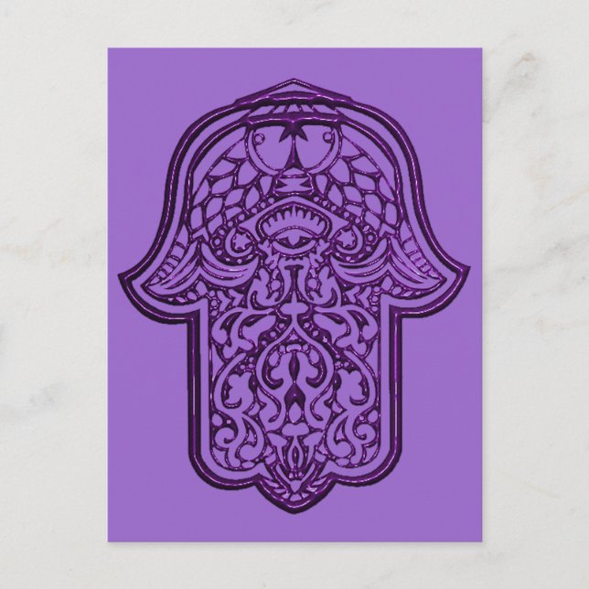 Henna Hand of Hamsa (Lila) Postkarte (Vorderseite)