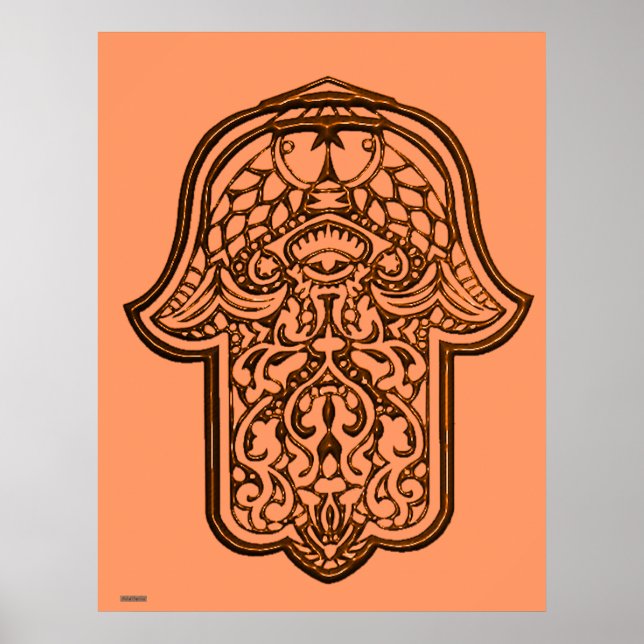 Henna Hand of Hamsa (Orange) Poster (Vorne)