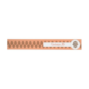 Henna Hand of Hamsa (Orange) Rundum-Adressaufkleber