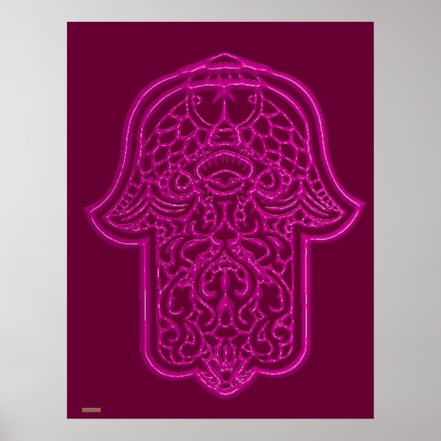 Henna Hand of Hamsa (rosa) Poster (Vorne)