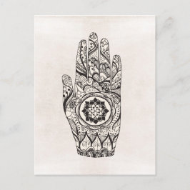 Henna Hand Tattoo mit Lotus Blume Postkarte