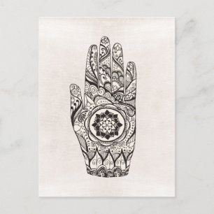 Henna Hand Tattoo mit Lotus Blume Postkarte
