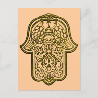 Henna Hand von Hamsa (Golden) Postkarte