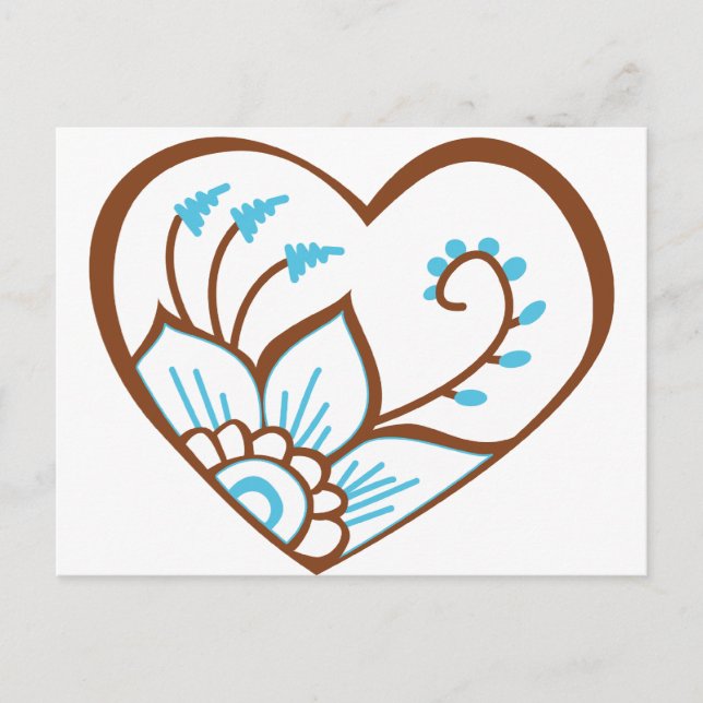 Henna Heart Blue Postkarte (Vorderseite)