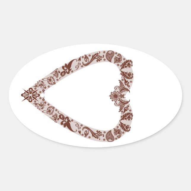 Henna Heart Design Ovaler Aufkleber (Vorderseite)