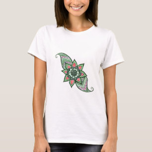 Henna inspiriert Design in rosa und grünem Shirt