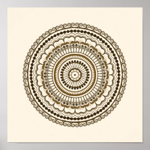 Henna Mandala Design #1 Shades of Brown Print Poster