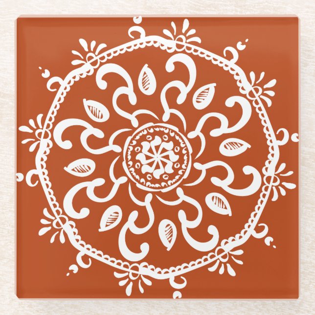 Henna Mandala Glasuntersetzer (Vorderseite)