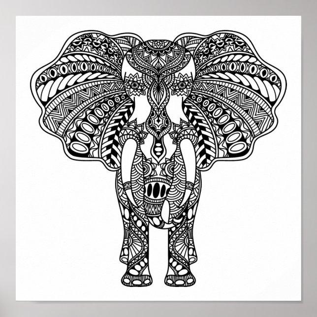 Henna Mehndi Decorated Indian Elephant 2 Poster (Vorne)