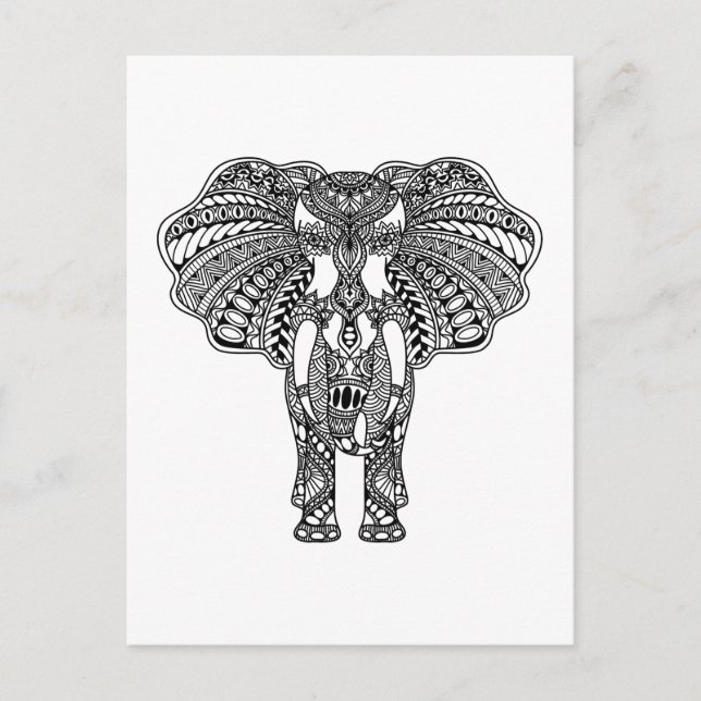 Henna Mehndi Dekorierte indische Elefant Postkarte (Vorderseite)
