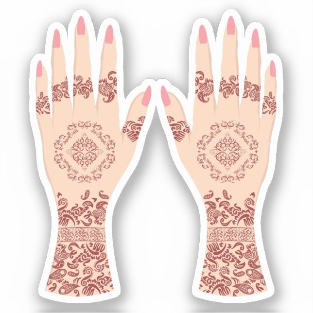 Henna Mehndi Hands Desi Arab Aufkleber (Vorderseite)