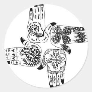 Henna Mehndi Hands indische Designs bemalt Hochzei Runder Aufkleber