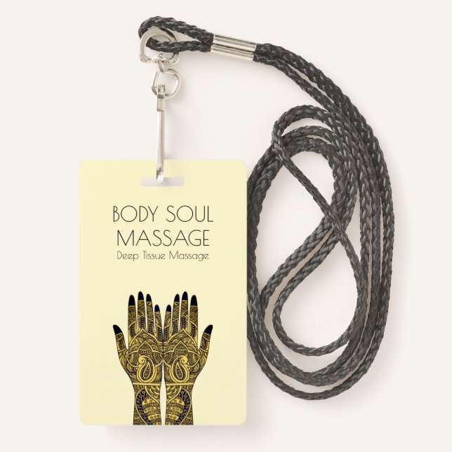 Henna Mehndi Hands Massage Business Ausweis (Vorderseite mit Schlüsselband)