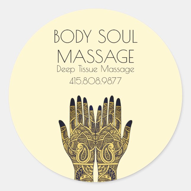 Henna Mehndi Hands Tattoo Massage Förderung Runder Aufkleber (Vorderseite)