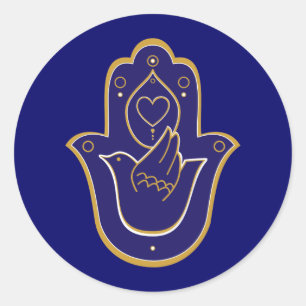 Henna Peace & Liebe Hamsa Blue Runder Aufkleber