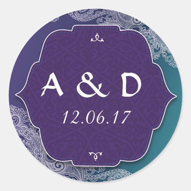 Henna Style Jewel Round Stickers Label (Vorderseite)