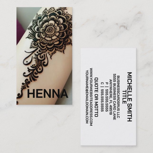 Henna Tattoos Business Card Visitenkarte (Vorne/Hinten)
