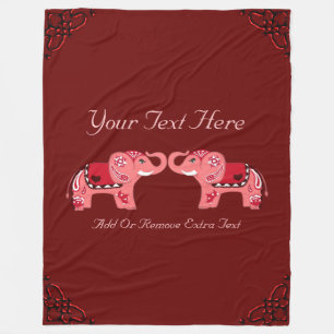 Hennastrauch-Elefant (Rot/Rosa) Fleecedecke