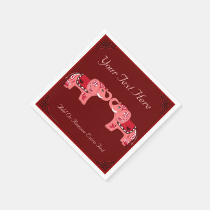 Hennastrauch-Elefant (Rot/Rosa) Serviette