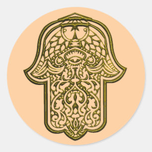 Hennastrauch-Hand von Hamsa (golden) Runder Aufkleber