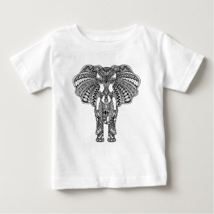 Hennastrauch Mehndi verzierte indischen Elefanten Baby T-shirt