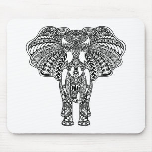 Hennastrauch Mehndi verzierte indischen Elefanten Mousepad