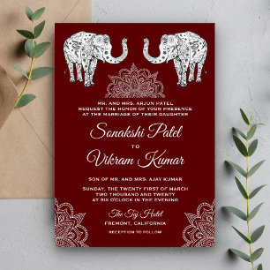 Hennatätowierte Elefanten Indische Hochzeitseinlad Einladung