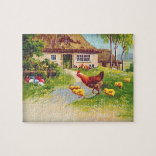 Henne, Küken und Ostereier Puzzle