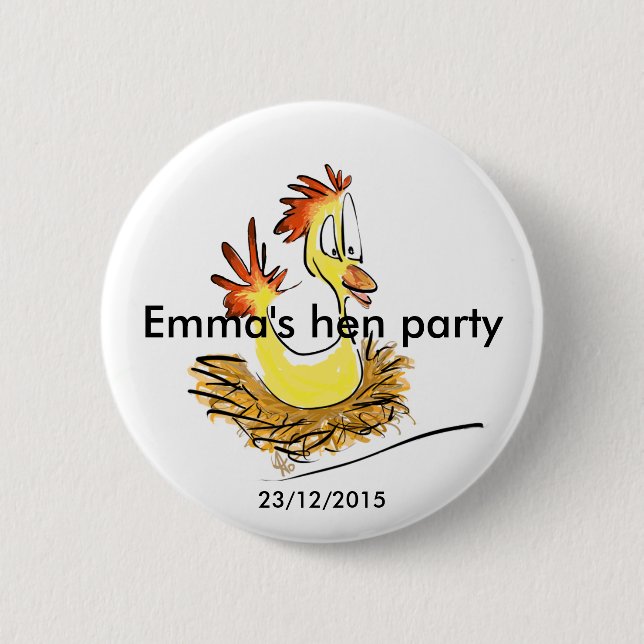 Henne-Party-Abzeichen (Name) (Datum) Button (Vorderseite)