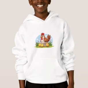 Henne und kleine gelbe Küken Hoodie