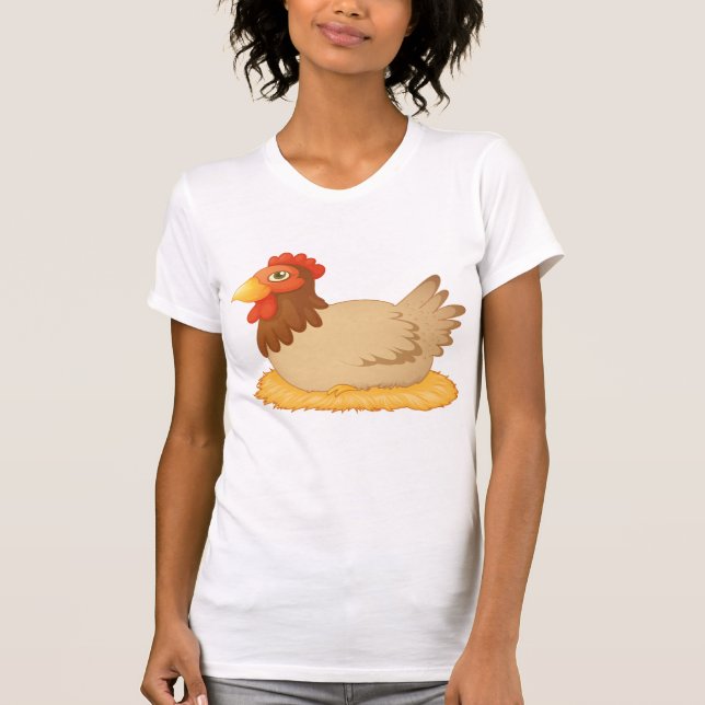 Hennen auf Eiern Weibchen T - Shirt (Vorderseite)