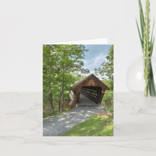 Henniker Covered Bridge im Sommer Note Card Dankeskarte (Vorderseite)