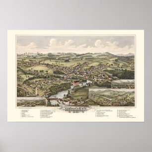 Henniker, NH Panoramic Map - 1889 Poster