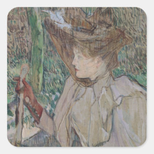 Henri de Toulouse-Lautrec   Frau mit Handschuhen,  Quadratischer Aufkleber