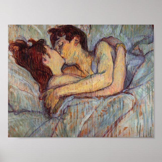Henri De Toulouse Lautrec - im Bett der Kiss Poster (Vorne)