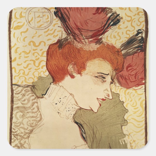 Henri de Toulouse-Lautrec | Mlle. Marcelle Lender, Quadratischer Aufkleber (Vorderseite)