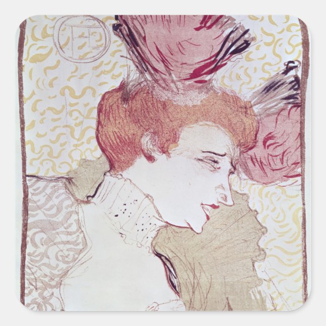 Henri de Toulouse-Lautrec | Portrait von Marcelle  Quadratischer Aufkleber (Vorderseite)