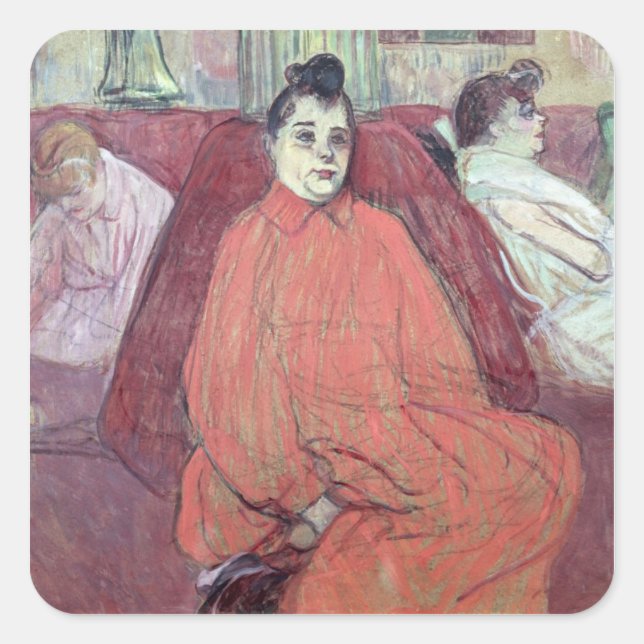 Henri de Toulouse-Lautrec | The Divan, 1893 Quadratischer Aufkleber (Vorderseite)