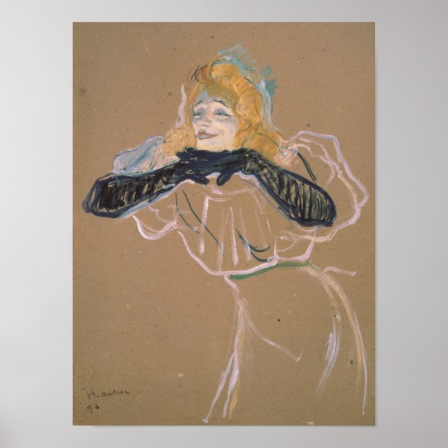 Henri de Toulouse-Lautrec | Yvette Guilbert singi Poster (Vorne)