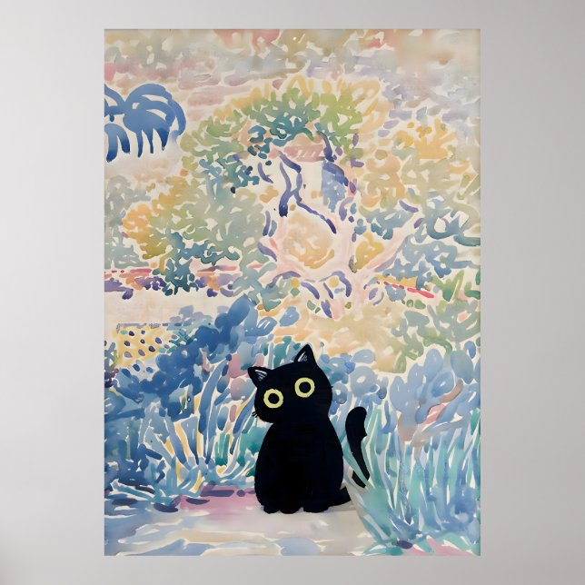 Henri-Edmond Cross Cat Print, Garten in Saint-Clai Poster (Vorne)