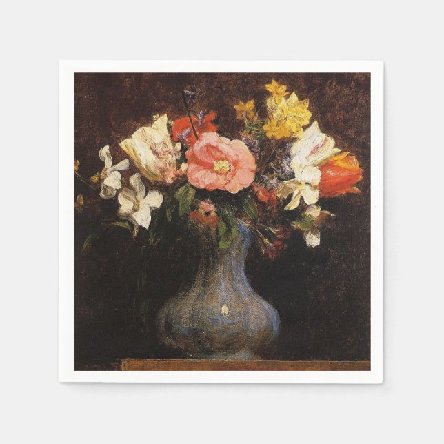 Henri Fantin-Latour, Blume, Camelias, Tulips Serviette (Vorderseite)